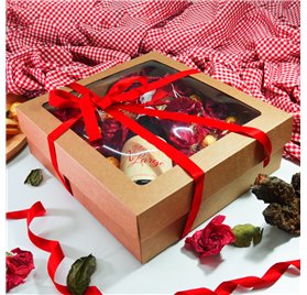 Caixa Gourmet XL cor natural com janela 350x320x105mm