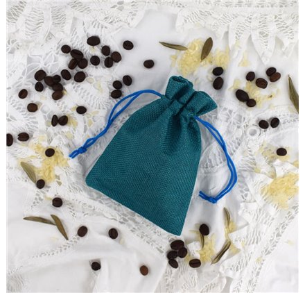 Saco juta Turquoise Blue 10x14cm