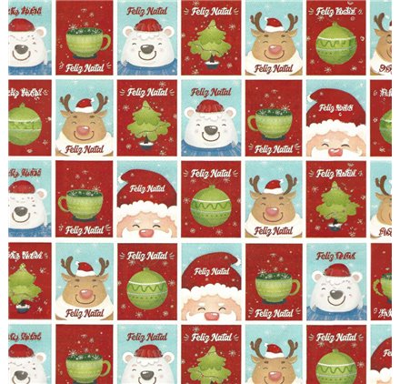 Papel de Embrulho 70cm Santa's Blocks