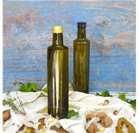 Bouteille en verre sombre Lotus 500ml avec bouchon doré