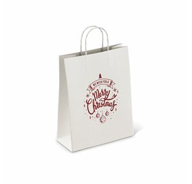 Sacchetti di Carta Bianchi 180x80x240mm Merry Christmas