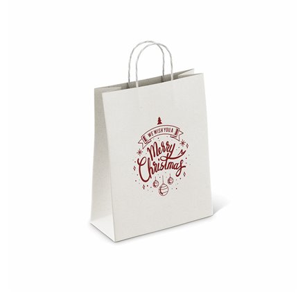 Bolsas de Papel Blancos 180x80x240mm Merry Christmas