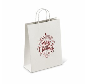 Sacchetti di Carta Bianchi 250x100x320mm Merry Christmas