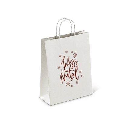 Sacos de Papel Brancos 180x80x240mm Feliz Natal