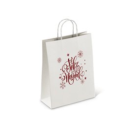 Sacs en Papier Blancs 180x80x240mm Feliz Navidad