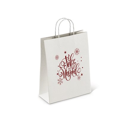 White Paper Bags 180x80x240mm Feliz Navidad