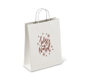 Bolsas de Papel Blancos 250x100x320mm Feliz Natal