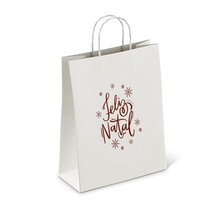 Sacos de Papel Brancos 320x120x420mm Feliz Natal