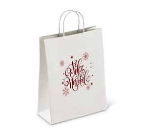 Sacs en Papier Blancs 320x120x420mm Feliz Navidad