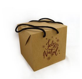 Caixa de cartão Premium Cubo 200x200x200mm Feliz Natal