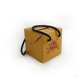 Caixa de cartão premium Cubo 100x100x100mm Feliz Navidad