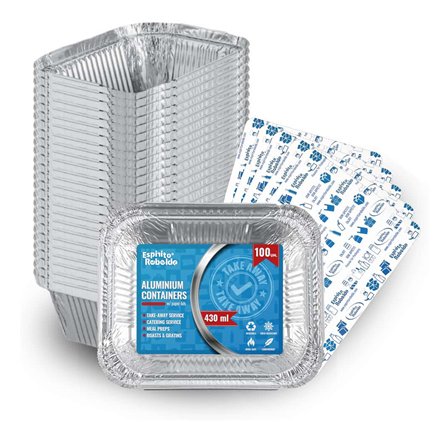 Barquette en aluminium Rebelde To Go 430ml avec couvercle
