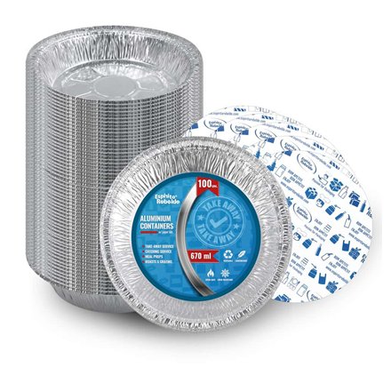 Aluminum take away tray c/tampa Redonda 670ml