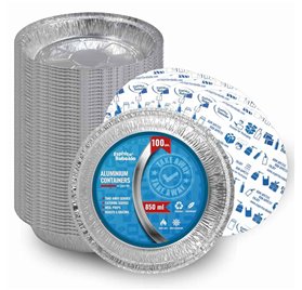 Aluminum take away tray c/tampa Redonda 850ml
