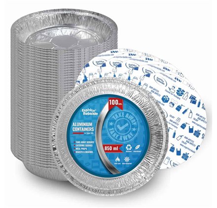 Barquette en aluminium c/tampa Redonda 850ml avec couvercle