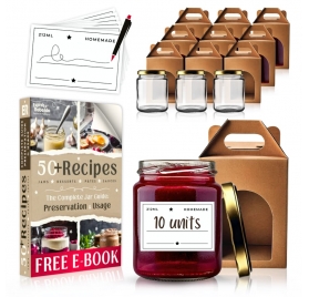 10 Frascos de Vidro 212ml + Caixas + Etiquetas | E-BOOK GR&Aacute;TIS: 50+ Receitas & Guia