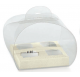 Caixa transparente 120x120x100mm com fundo pele branco