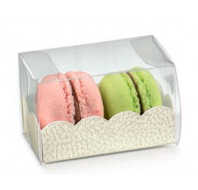 Caixa transparente retangular 160x50x50mm macarons pele branca