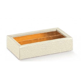 Caixa pele branca com tampa transparente e separadores 145x75x35mm
