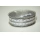 Cinta de organza plateada con trazos blancos 25mm x 15m