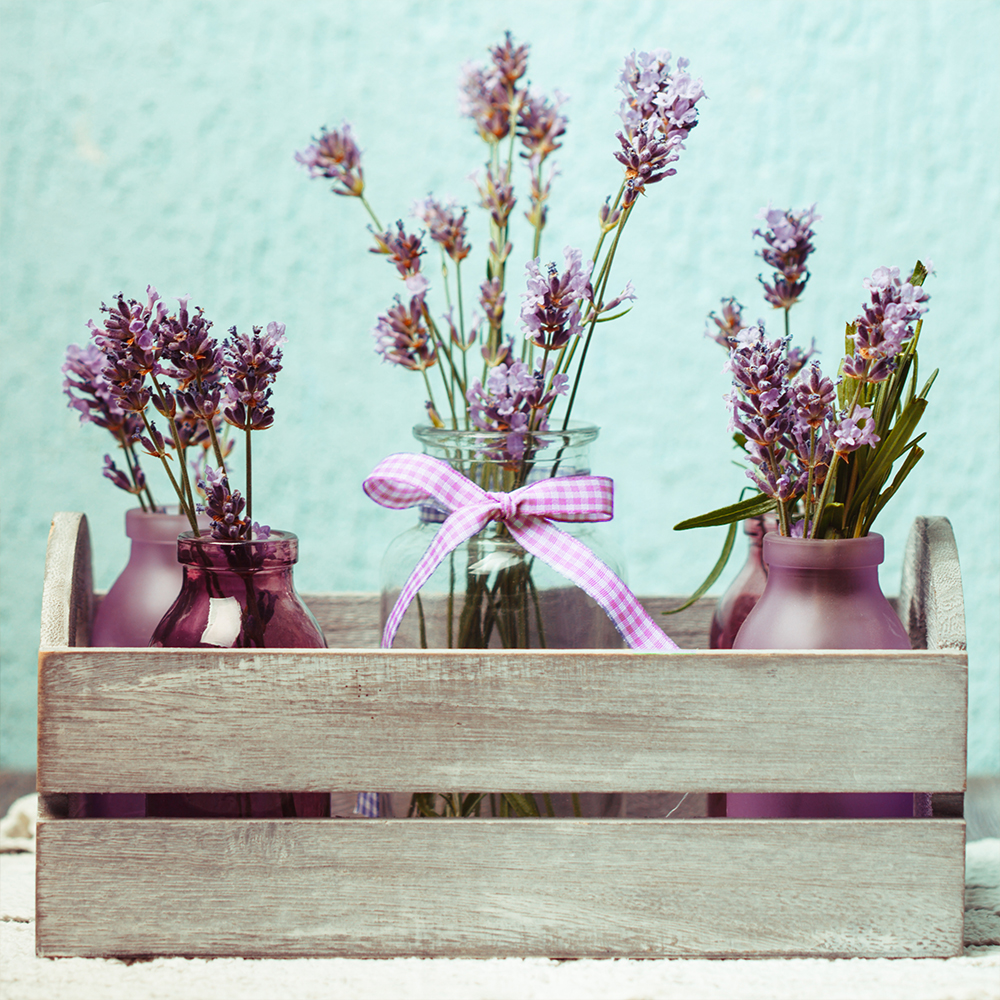 Frascos de vidro decorados 